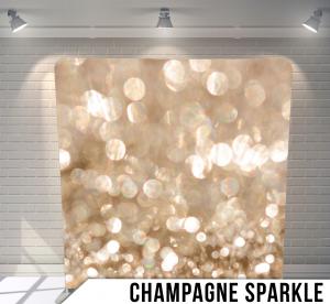 Champagne Sparkle wedding photo booth backdrop, soft gold bokeh fabric that glows under the booth lights